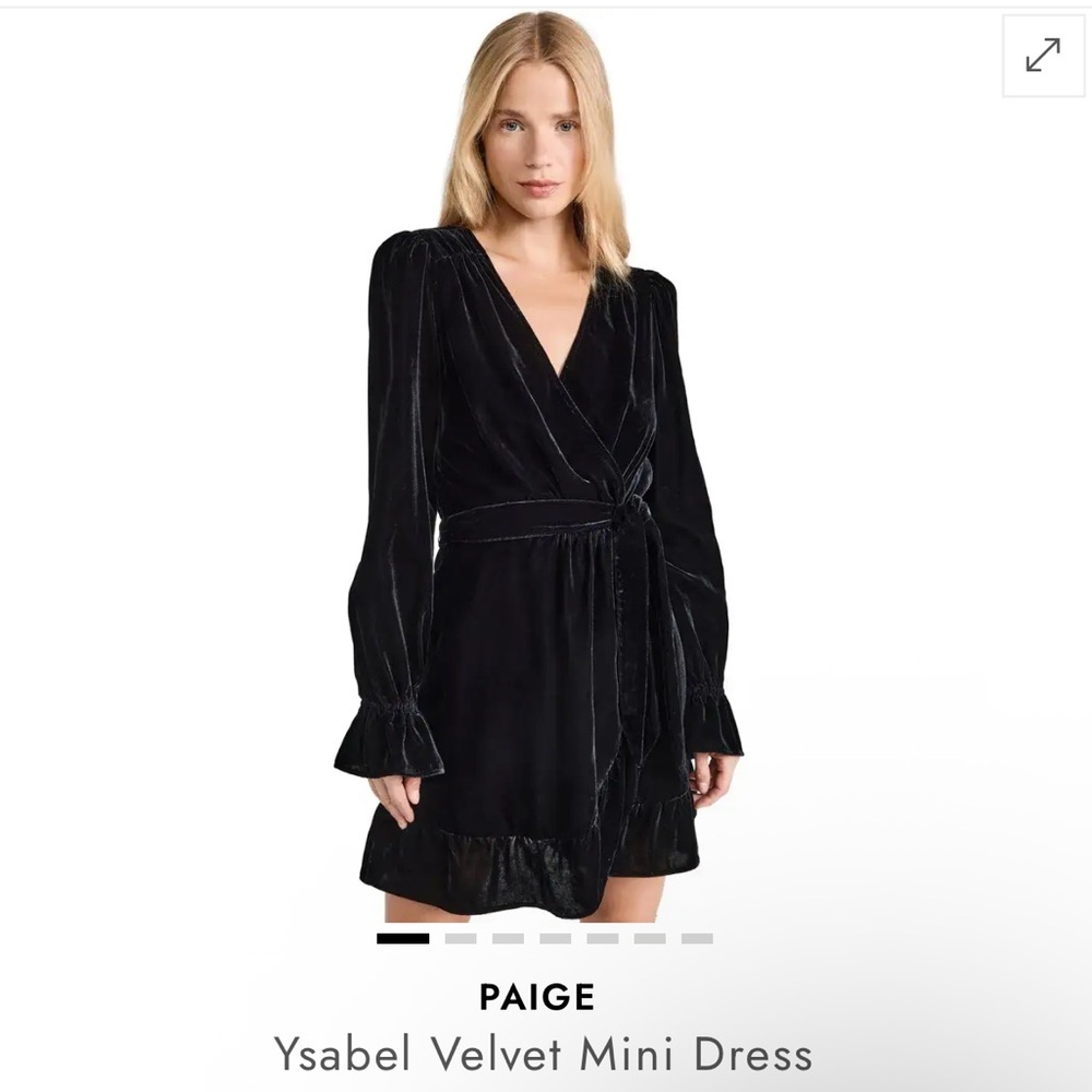 PAIGE Black Velvet Wrap Mini Dress
